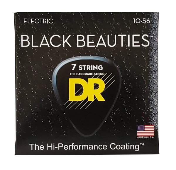 Black Beauties Coated 7-String Electric Guitar Strings, Medium (10-56)