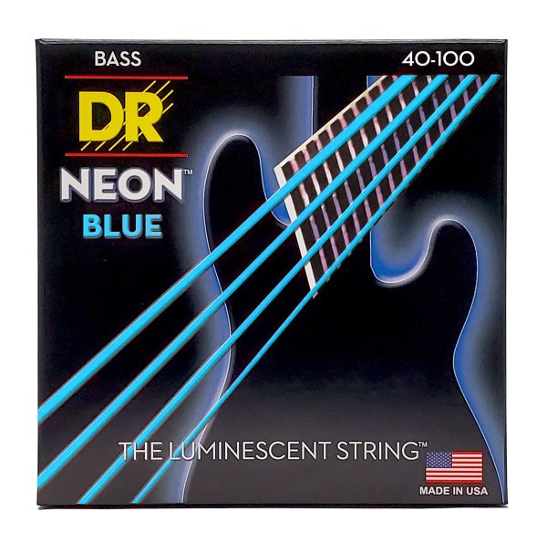 Neon Blue Coated Electric Bass Strings, Light (40-100)