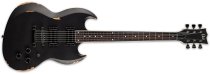 Volsung Electric Guitar, Distressed Black Satin