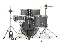 Center Stage 5-piece Complete Drum Set with Cymbals & Throne, Silver Sparkle