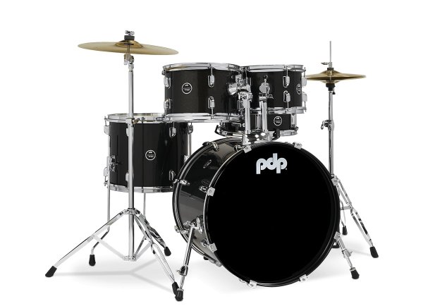 Center Stage 5-piece Complete Drum Set with Cymbals & Throne, Iridescent Black Sparkle