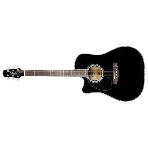 Left-Handed Dreadnought Acoustic Electric Guitar With Case, Black