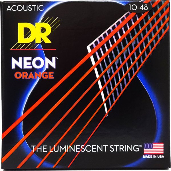 NEON Orange Coated Phosphor Bronze Acoustic Guitar String Set, Extra Light (10-48)