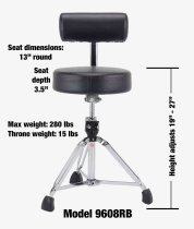 9000 Series 13" Round Drum Throne with Backrest