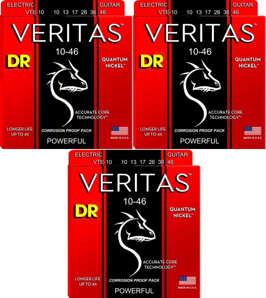 Veritas Electric Guitar String, Medium (10-46) (3 Pack)