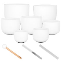 7-Piece Frosted Crystal Singing Bowls From 8″ to 14″ (440 Hz)