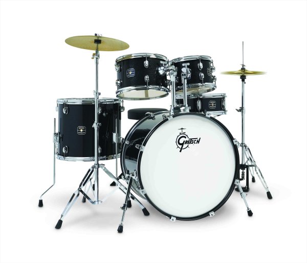 Renegade Series 5-Piece Complete Drum Set with Hardware and Cymbals, Black Mist