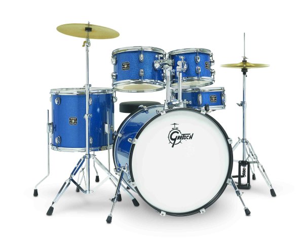 Renegade Series 5-Piece Complete Drum Set with Hardware and Cymbals, Blue Sparkle