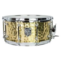 6.5″ X 14″ Alpha Steel Snare Drum, Polished Hammered Brass