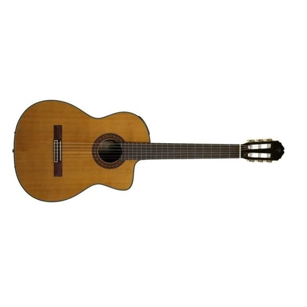 Solid Cedar Top Classical Acoustic / Electric Guitar With Case, Gloss Natural