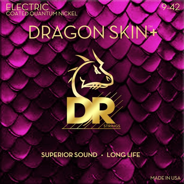 DRAGON SKIN+ Coated Quantum Nickel Electric Guitar Strings, Light (9-42)