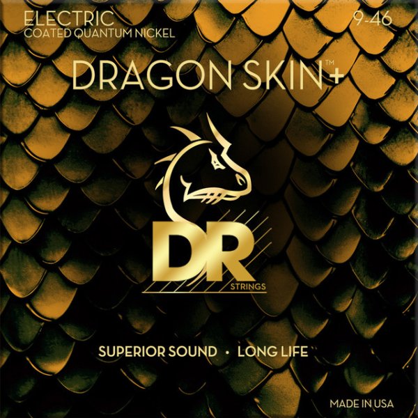 DRAGON SKIN+ Coated Quantum Nickel Electric Guitar Strings, Light to Medium (9-46)