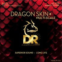 DRAGON SKIN+ Coated Stainless Steel 4-String Electric Bass Strings, Light Multi-Scale (45-105)