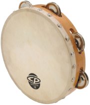 8″ Wood Tambourine, Headed, Single Row Jingles