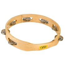 10" Wood Tambourine, Headless, Single Row Jingles