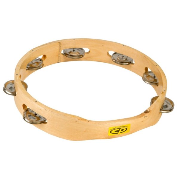 10" Wood Tambourine, Headless, Single Row Jingles