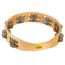 10″ Wood Tambourine, Headless, Double Row Jingles