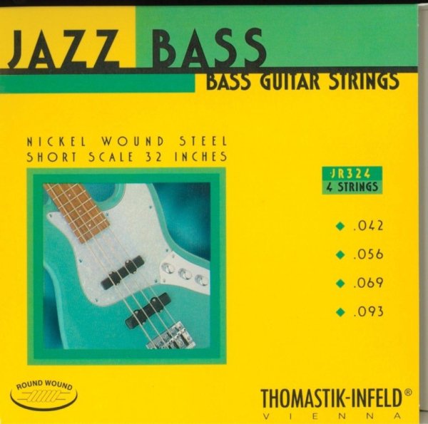 Bass Guitar Strings: Jazz Round Wound 4-String Short Scale Set; Pure Nickel Rounds G, D, A, E Set