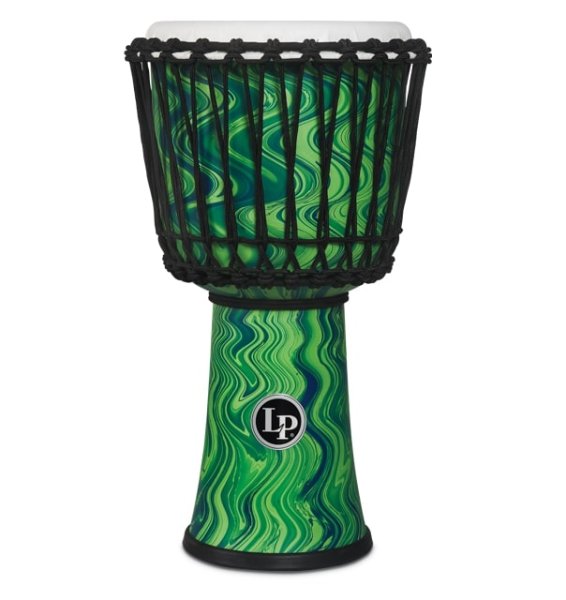 10 Inch Rope Tuned Circle Djembe With Perfect-pitch Head, Green Marble