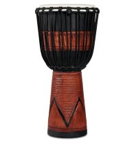 World Beat Wood Art Large Djembe, Black / Brown