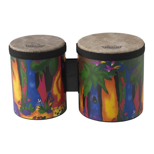 Kid's Percussion, Bongos, 5/6 Diameters, Rain Forest Fabric