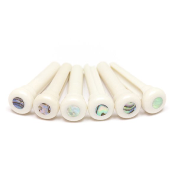 TUSQ Presentation Style Bridge Pins White With Paua Shell Inlay