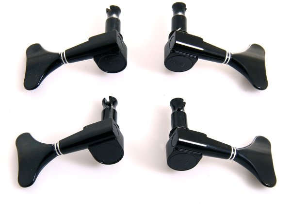 Mini Bass 4 in line Machine Heads, Black Chrome