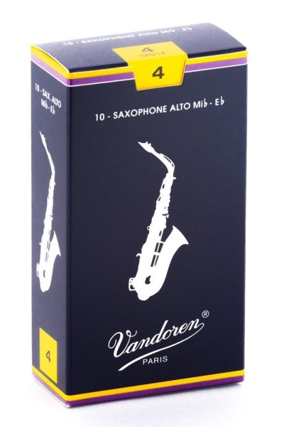 Alto Sax Traditional Reeds Strength 4; Box of 10