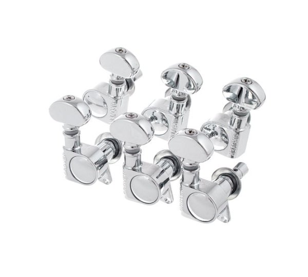 Rotomatic Mini 6 in Line Self Locking Machine Heads, Chrome