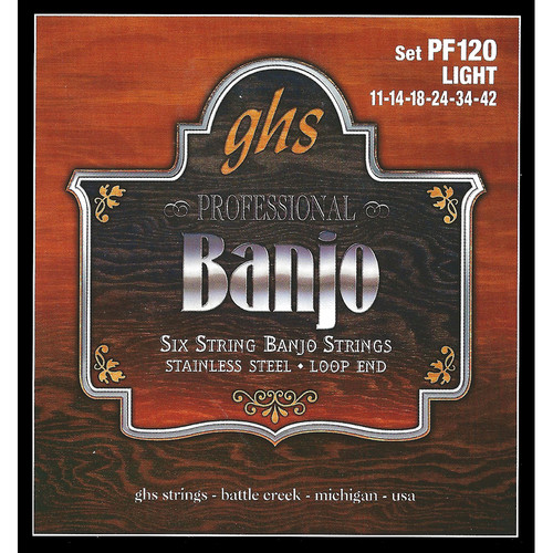 Light Stainless Steel Banjo Strings (6-string Set, Loop End, 11 - 42)