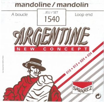 1540 Argentine Mandolin Strings, Plain Steel, Light Gauge