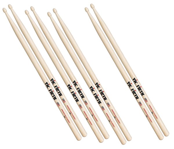 American Classic 5A Wood Tip Drumsticks (4-Pair Value Pack)