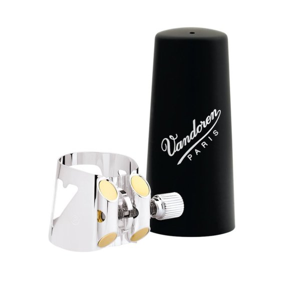 Optimum Ligature and Plastic Cap for Eb Clarinet Silver Plated with 3 Interchangeable Plate