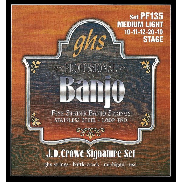 J.D. Crowe Signature Stage Stainless Steel Banjo Strings (5-String Set, Loop End, 10 - 20)