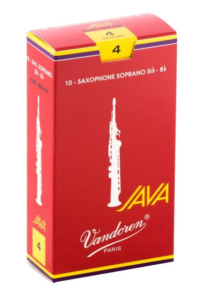 Soprano Sax JAVA Red Reeds Strength 4; Box of 10