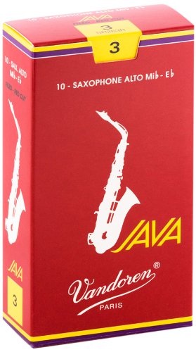 Alto Sax JAVA Red Reeds Strength 3; Box of 10