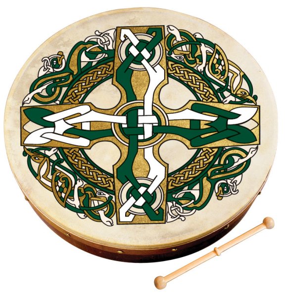 8" Celtic Design Bodhran Gaelic Cross