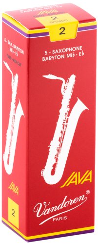 Java Filed Red Cut Baritone saxophone Reeds (Strength 2) (Pack of 5)