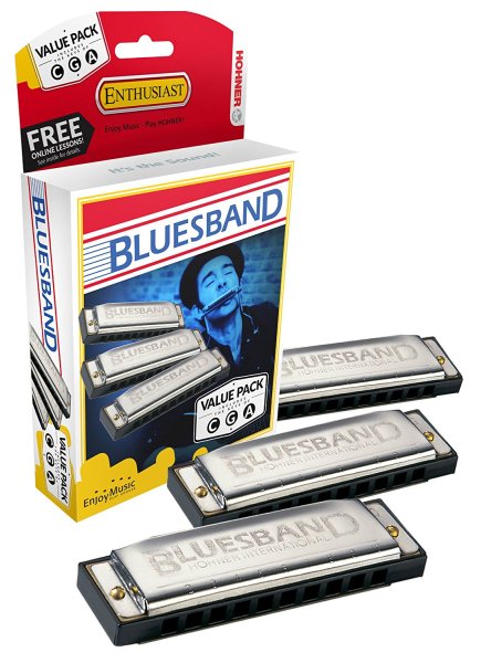 Bluesband Harmonica, Pro Pack, Keys of C, G, and A Major