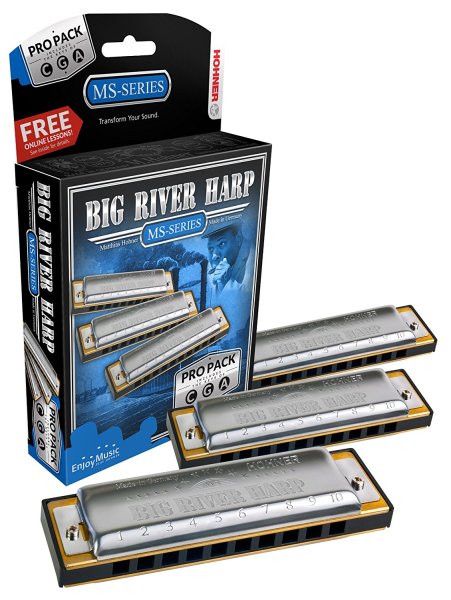 Big River Harmonica Keys of C, G, and A Pro Pack