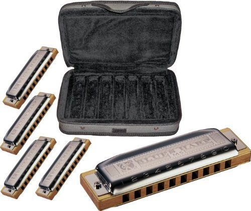 Case of Blues Harp Harmonicas in Zippered Carrying Case