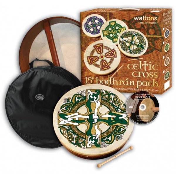 15" Bodhrán Drum Pack, Gaelic Cross