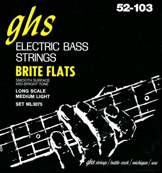 Brite Flats Ground Roundwound Alloy 52 Bass Guitar Strings - Medium-Light 52-103