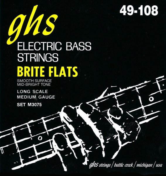 Brite Flats Ground Roundwound Alloy 52 Bass Guitar Strings - Medium 49-108