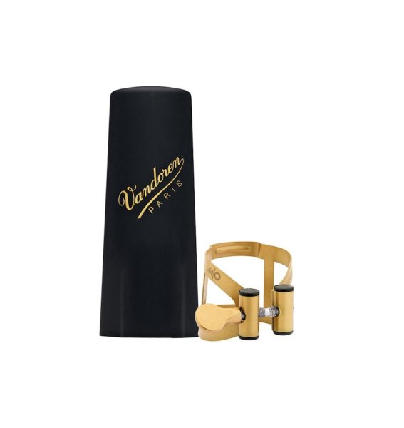 M/O Ligature and Plastic Cap for Baritone saxophone; Aged Gold Finish