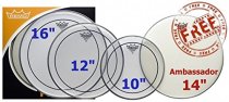 Pinstripe Clear Rock Fusion Drum Head Value Pack (10",12", 14'',16")