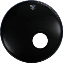 24″ Powerstroke P3 Ebony Bass Drumhead With 5″ Black Dynamo