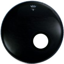 ES-1020-00-DM Ebony Ambassador Resonant Bass Drum Head With Port Hole 20