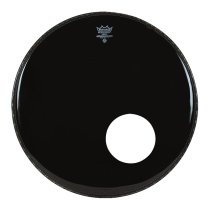 ES-1022-00-DM 22″ Ambassador Ebony Bass Drum Head With 5″ Black Dynamo Port