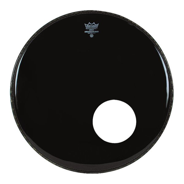 ES-1022-00-DM 22" Ambassador Ebony Bass Drum Head With 5" Black Dynamo Port